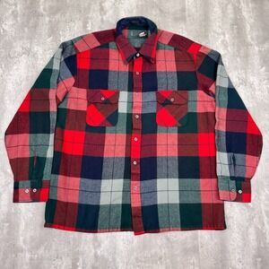 Vintage The Denver Store Flannel Shirt Mens L Plaid Long Sleeve Lumberjack 70s